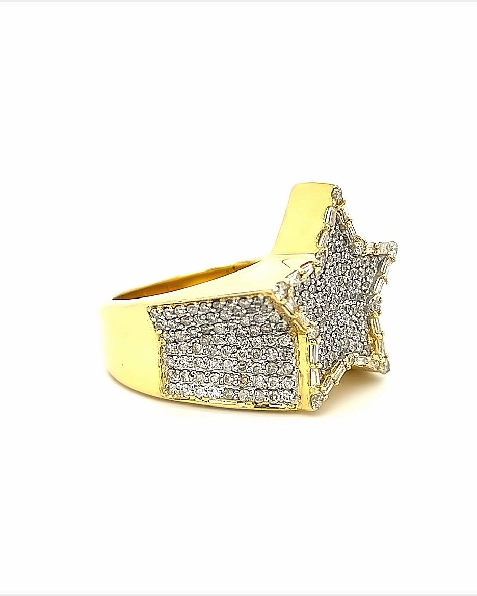 10KT YELLOW GOLD FANCY MENS DIAMOND RING CUSTOMMADE