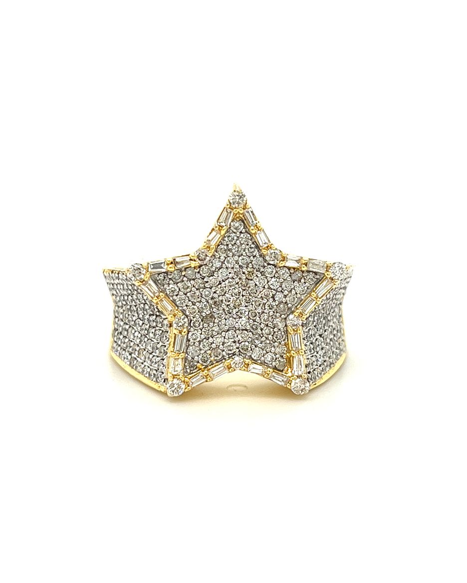 10KT YELLOW GOLD FANCY MENS DIAMOND RING CUSTOMMADE