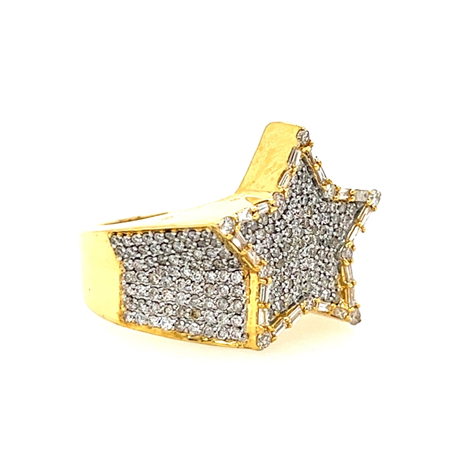 10KT YELLOW GOLD FANCY MENS DIAMOND RING CUSTOMMADE