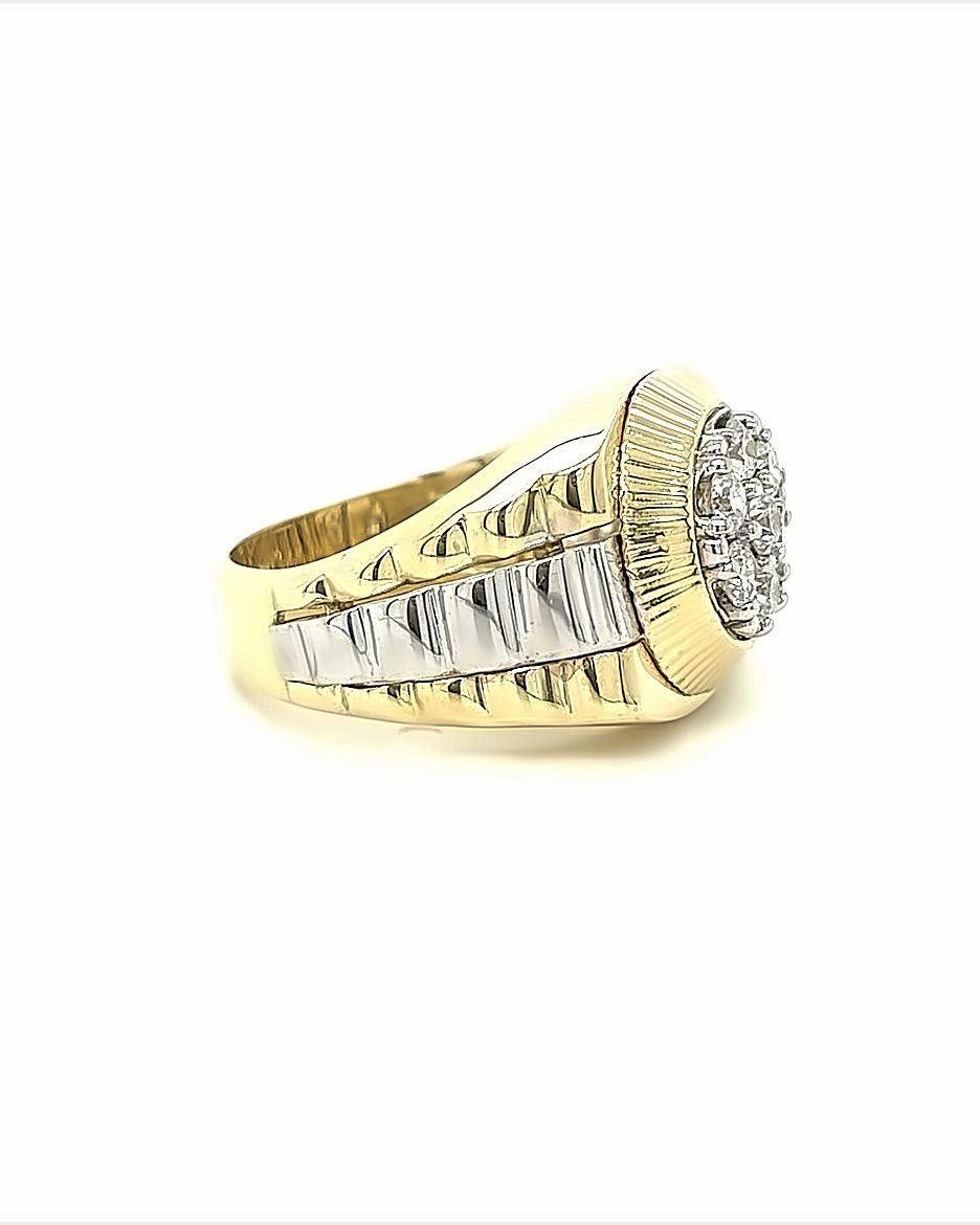 10KT TWO TONE GOLD FANCY MENS DIAMOND RING