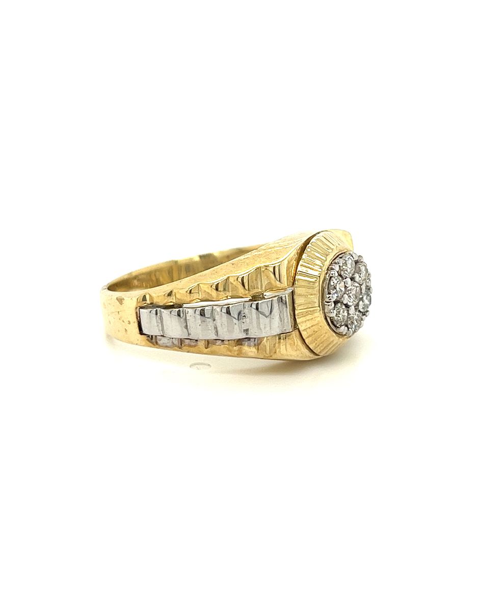 10KT TWO TONE GOLD FANCY MEN'S DIAMOND RING CUSTOMMADE