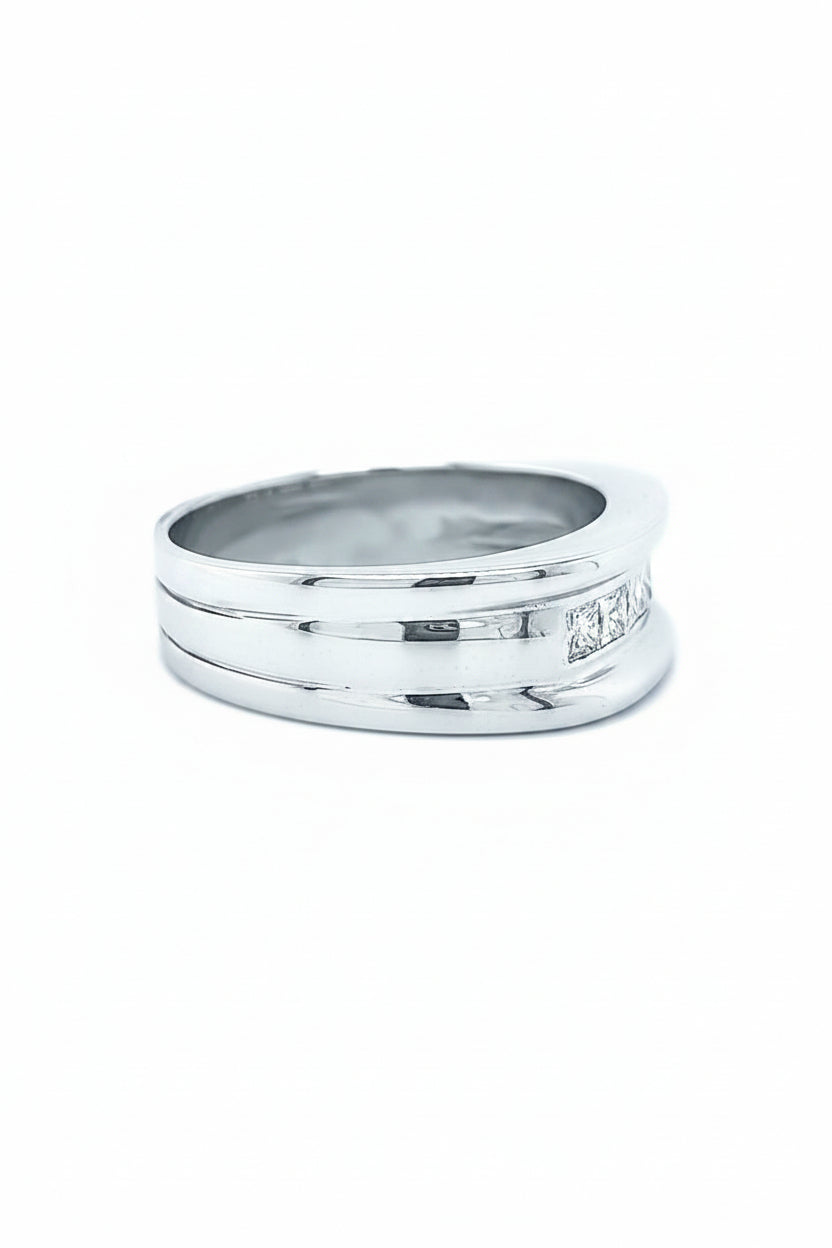 14KT WHITE GOLD FANCY MENS DIAMOND RING CUSTOMMADE