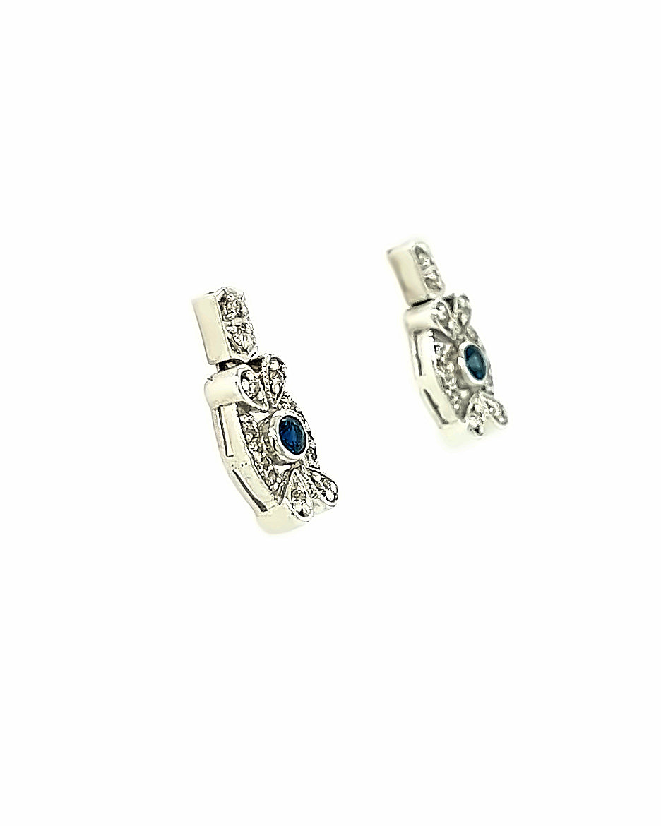 14KT WHITE GOLD FILIGREE DANGLE EARRINGS