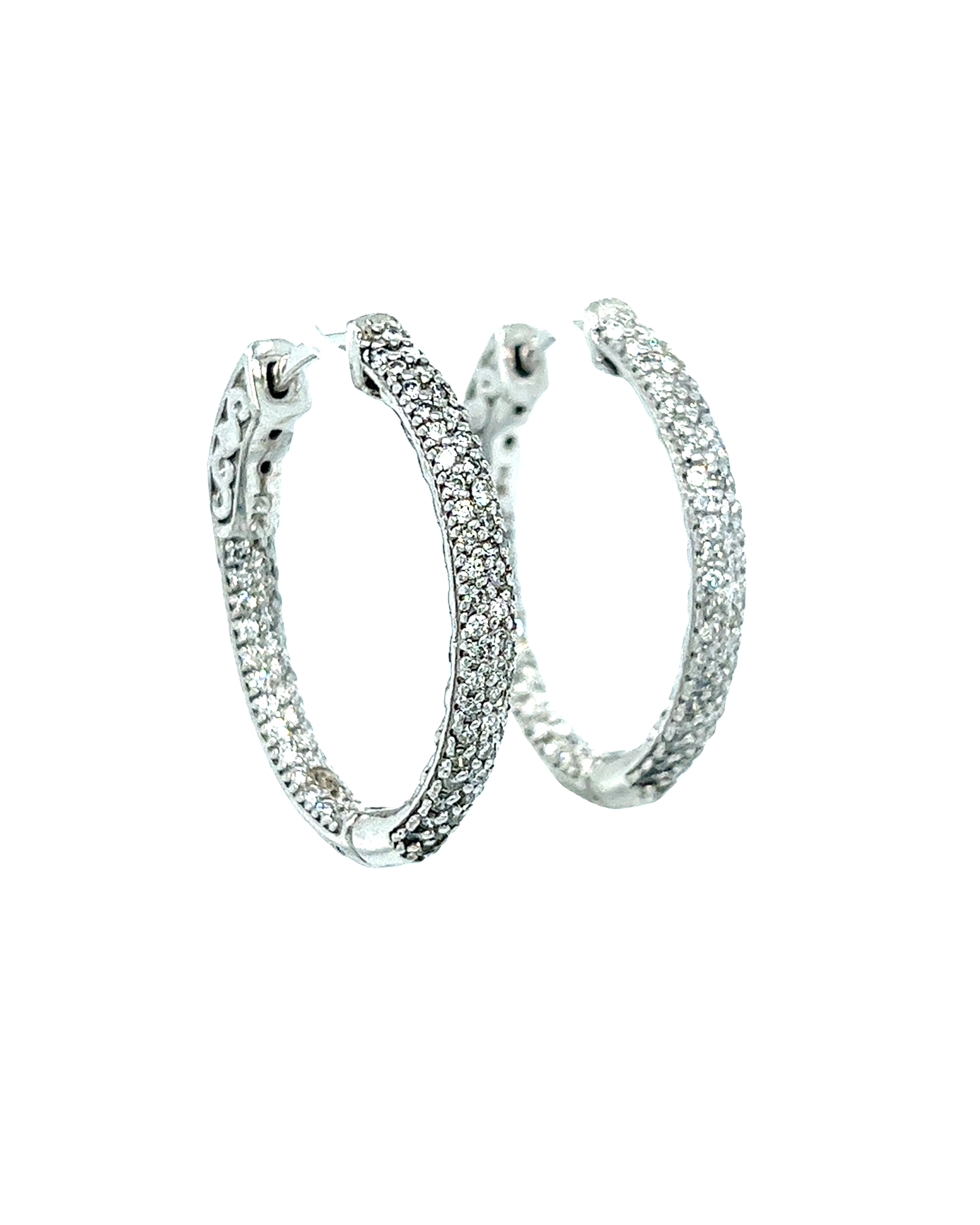 14KT WHITE GOLD DIAMOND HOOPS