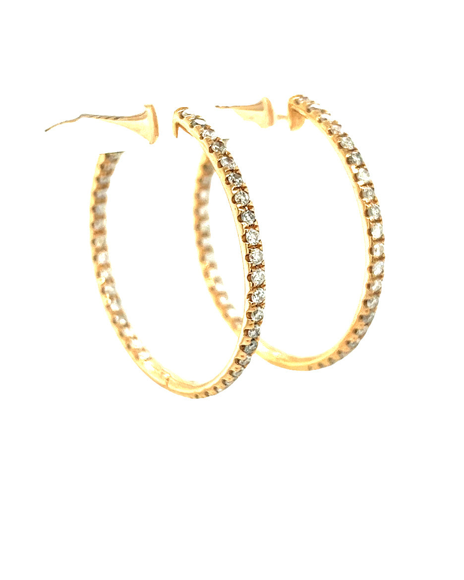 14KT YELLOW GOLD ROUND DIAMOND HOOPS