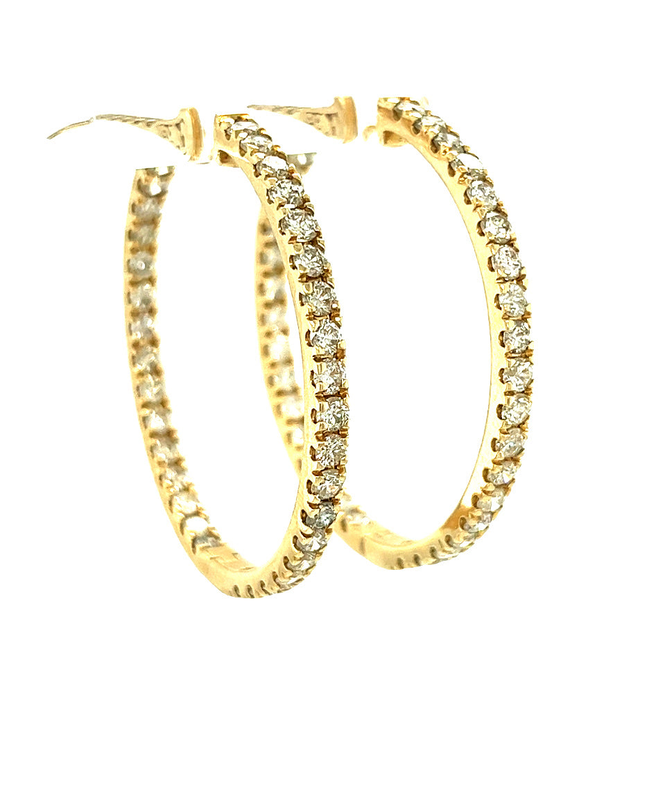 10KT YELLOW GOLD ROUND BRILLIANT DIAMOND HOOPS