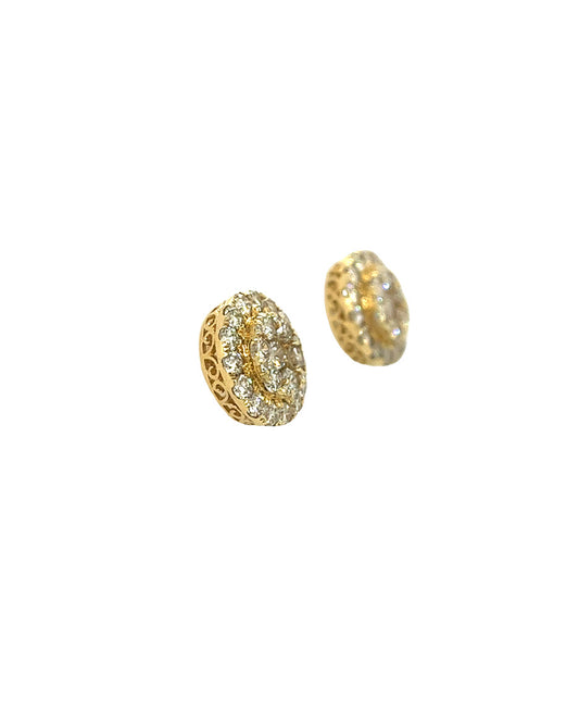 14KT YELLOW GOLD DIAMOND CLUSTER EARRINGS