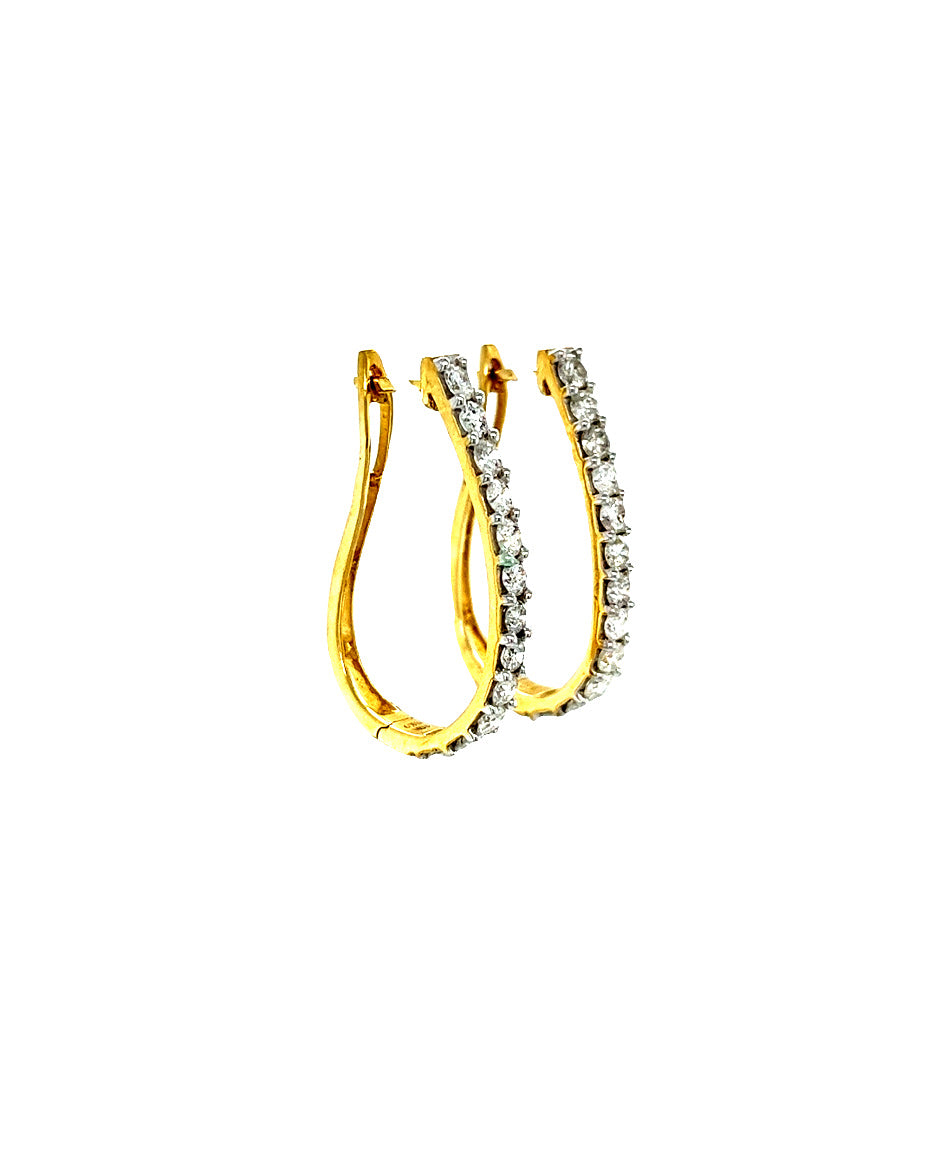 10KT YELLOW GOLD ELONGATED DIAMOND HOOPS