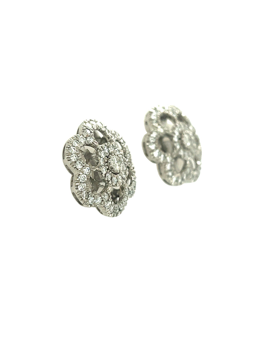 18KT WHITE GOLD FANCY DIAMOND FLOWER STUDS