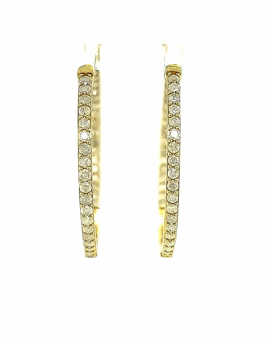 14KT YELLOW GOLD 2 CARATS DIAMOND HOOPS
