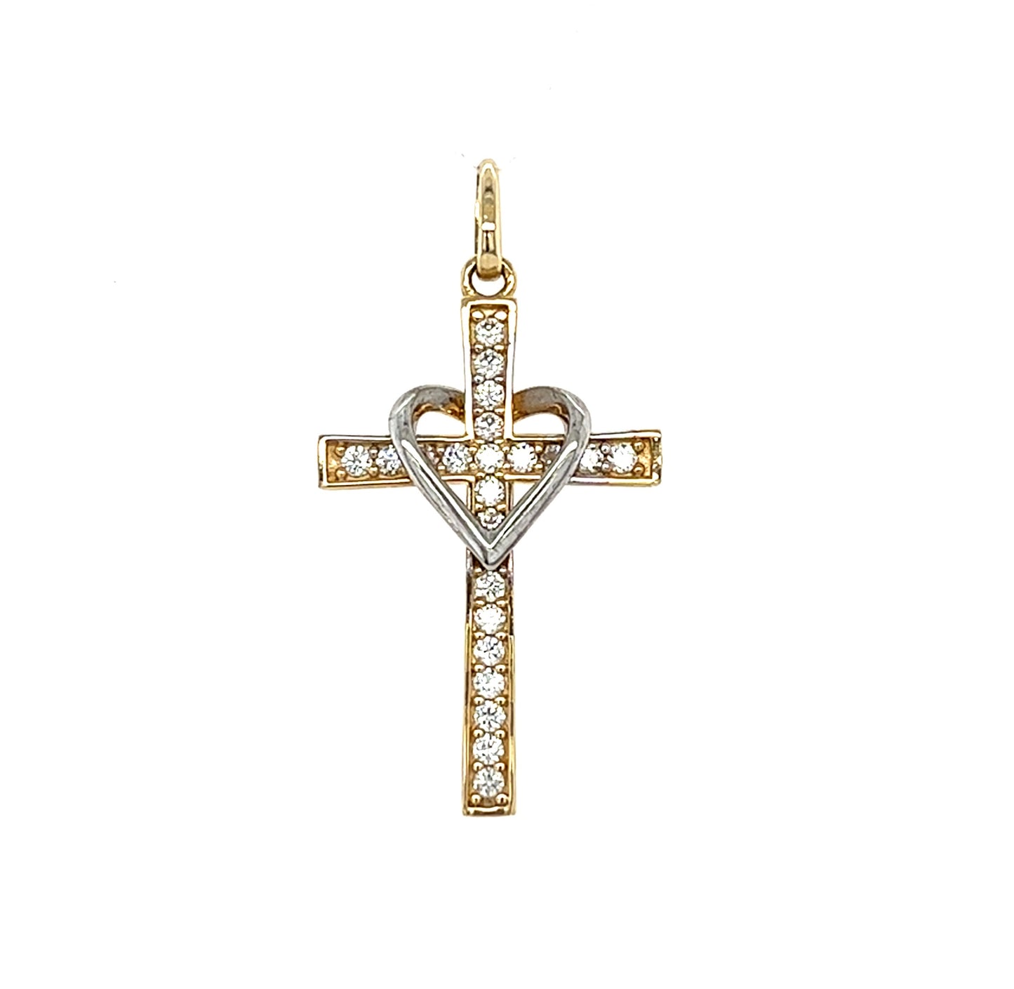 14KT YELLOW GOLD DIAMOND CROSS PENDANT