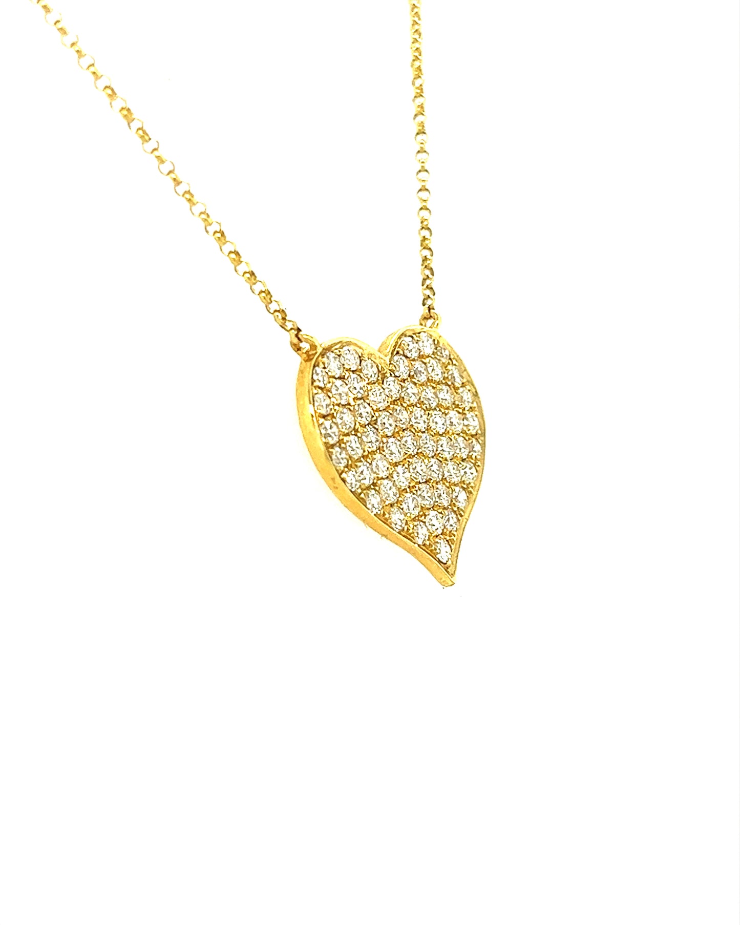 18KT YELLOW GOLD DIAMOND HEART NECKLACE
