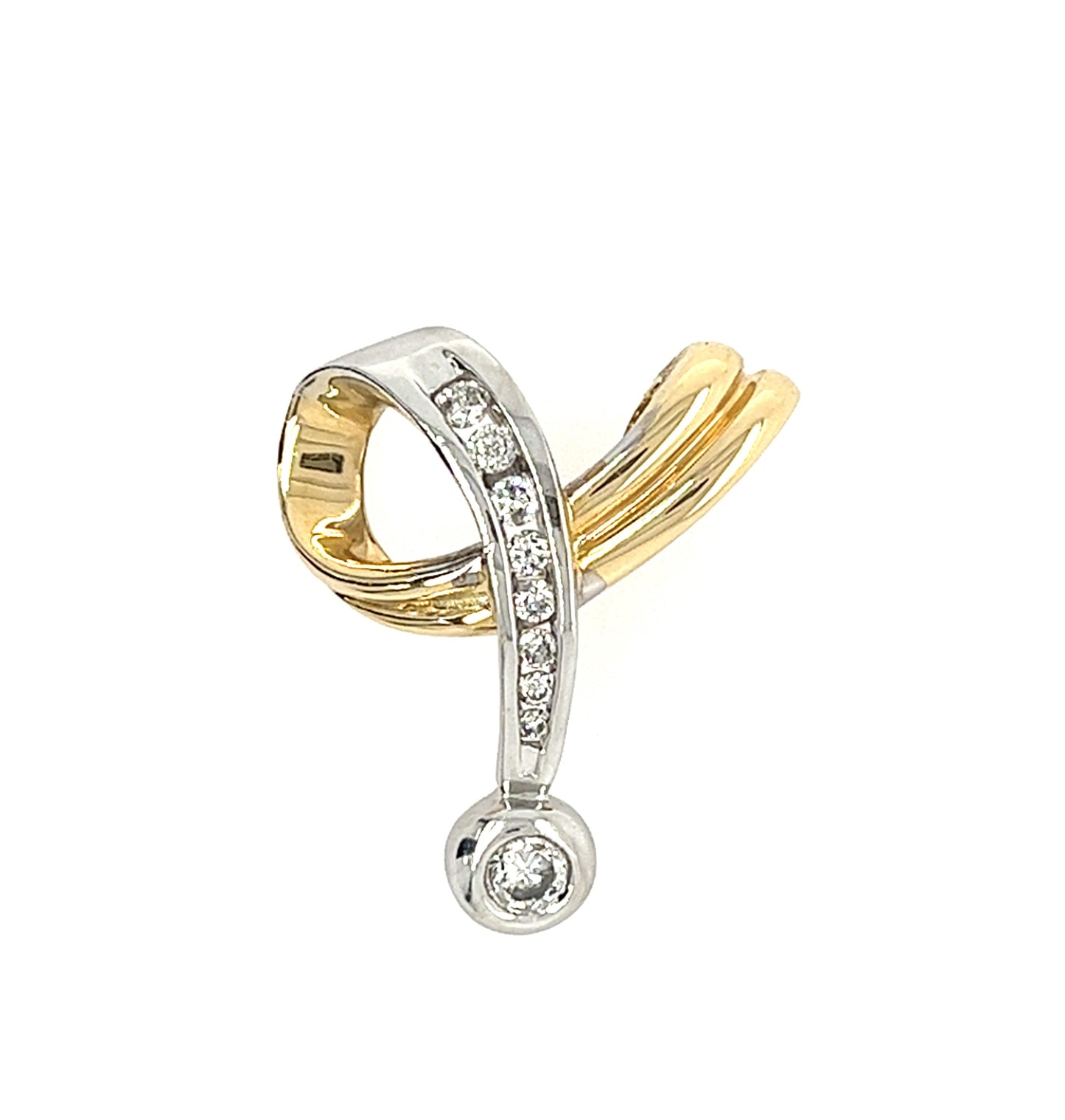 14KT TWO TONE GOLD DIAMOND CHANNEL PENDANT