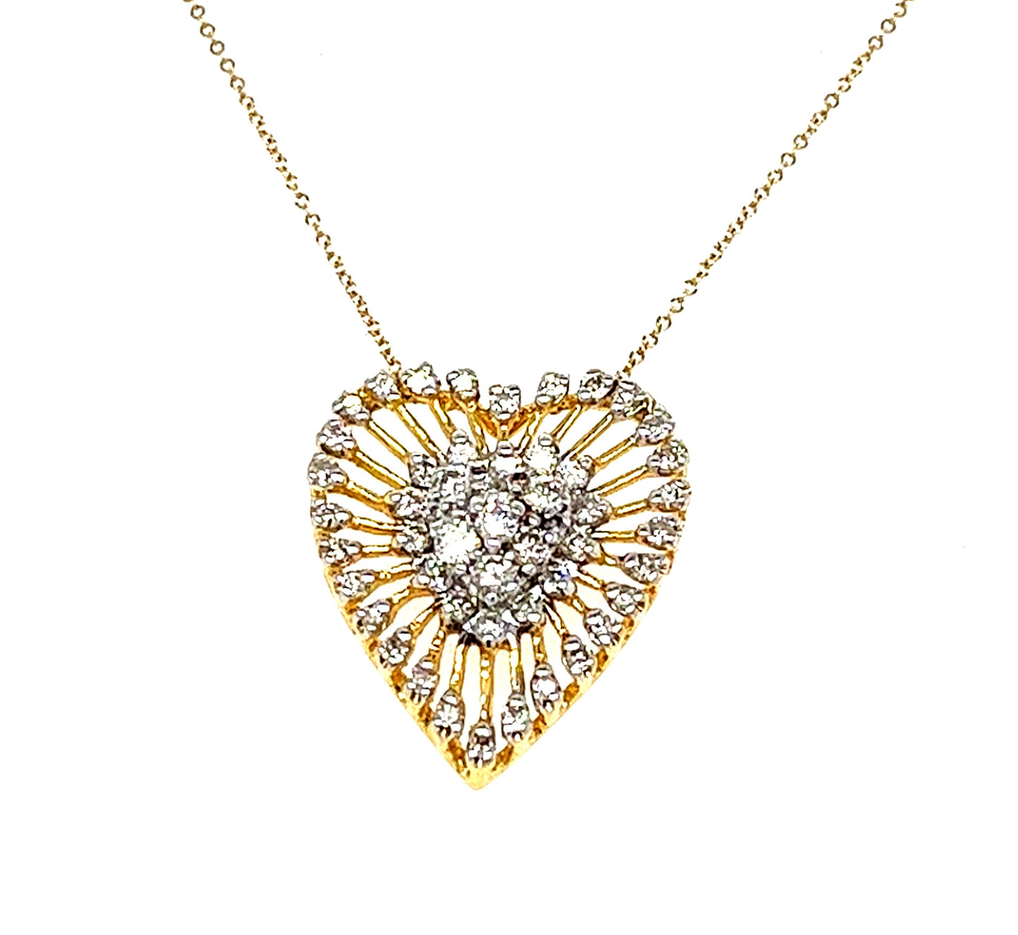 14KT YELLOW GOLD DIAMOND HEART NECKLACE