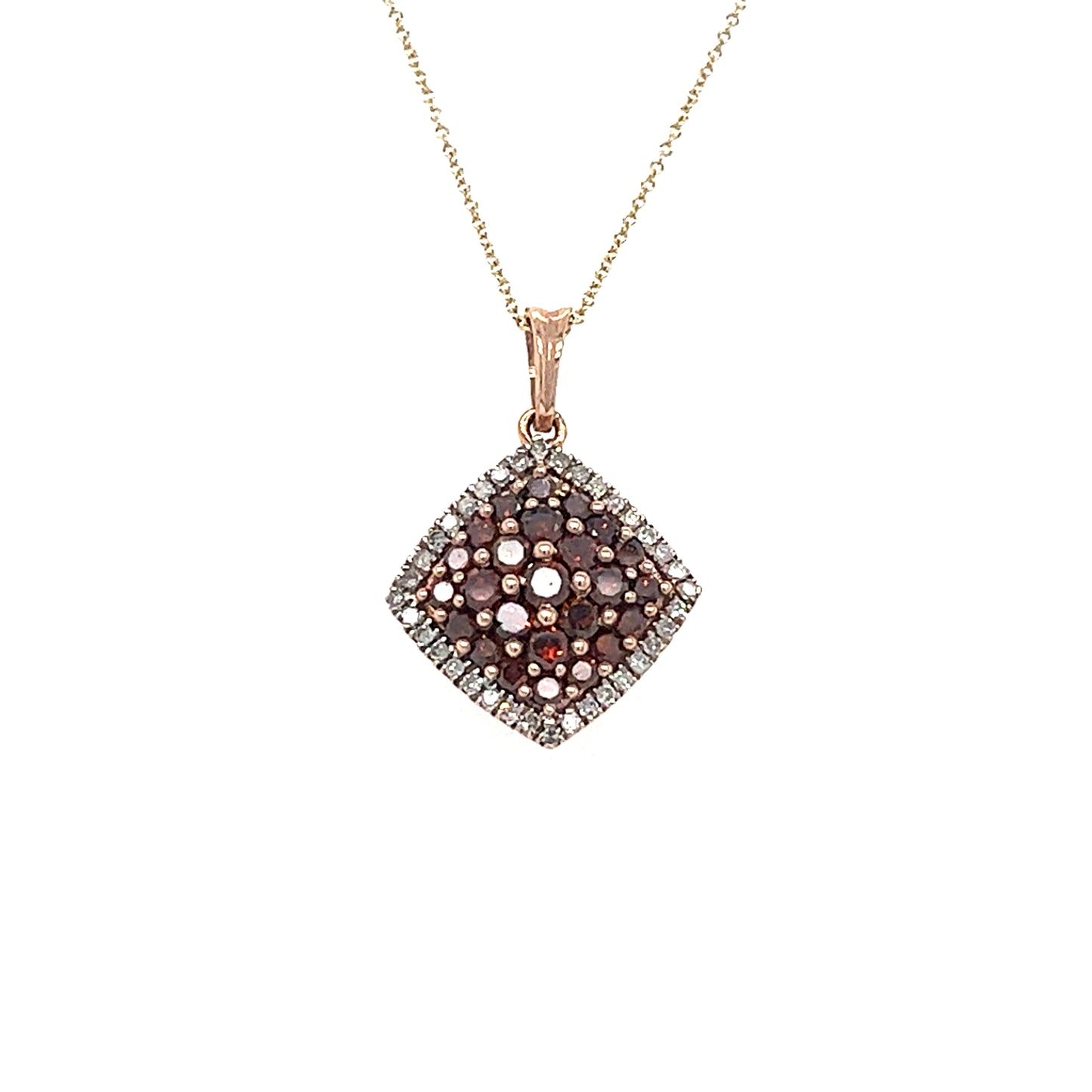 10KT YELLOW GOLD CUSHION DIAMOND NECKLACE