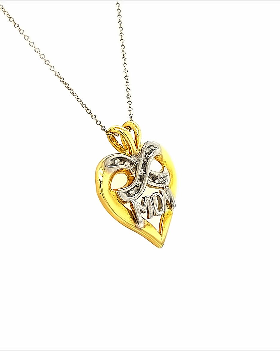 10KT YELLOW GOLD HEART MOM PENDANT