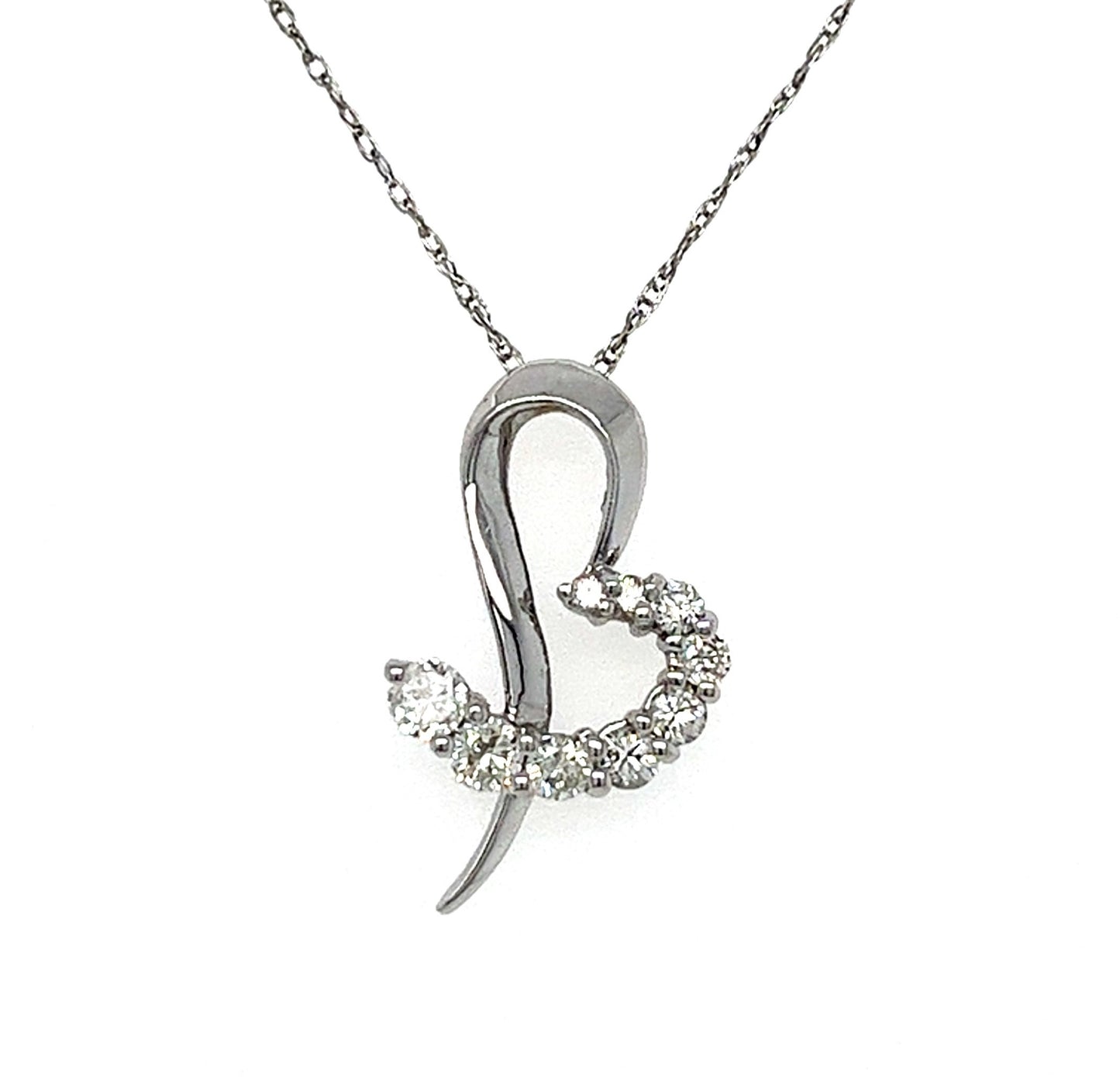 14KT WHITE GOLD DIAMOND HEART PENDANT