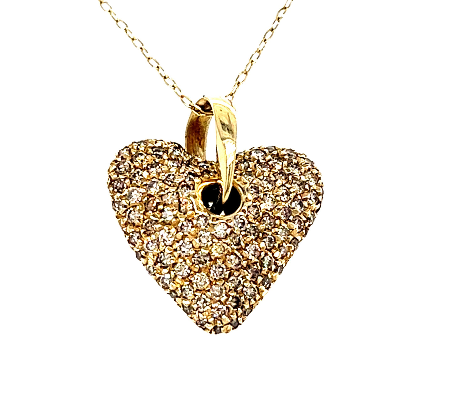 18KT YELLOW GOLD BIG DIAMOND HEART PENDANT