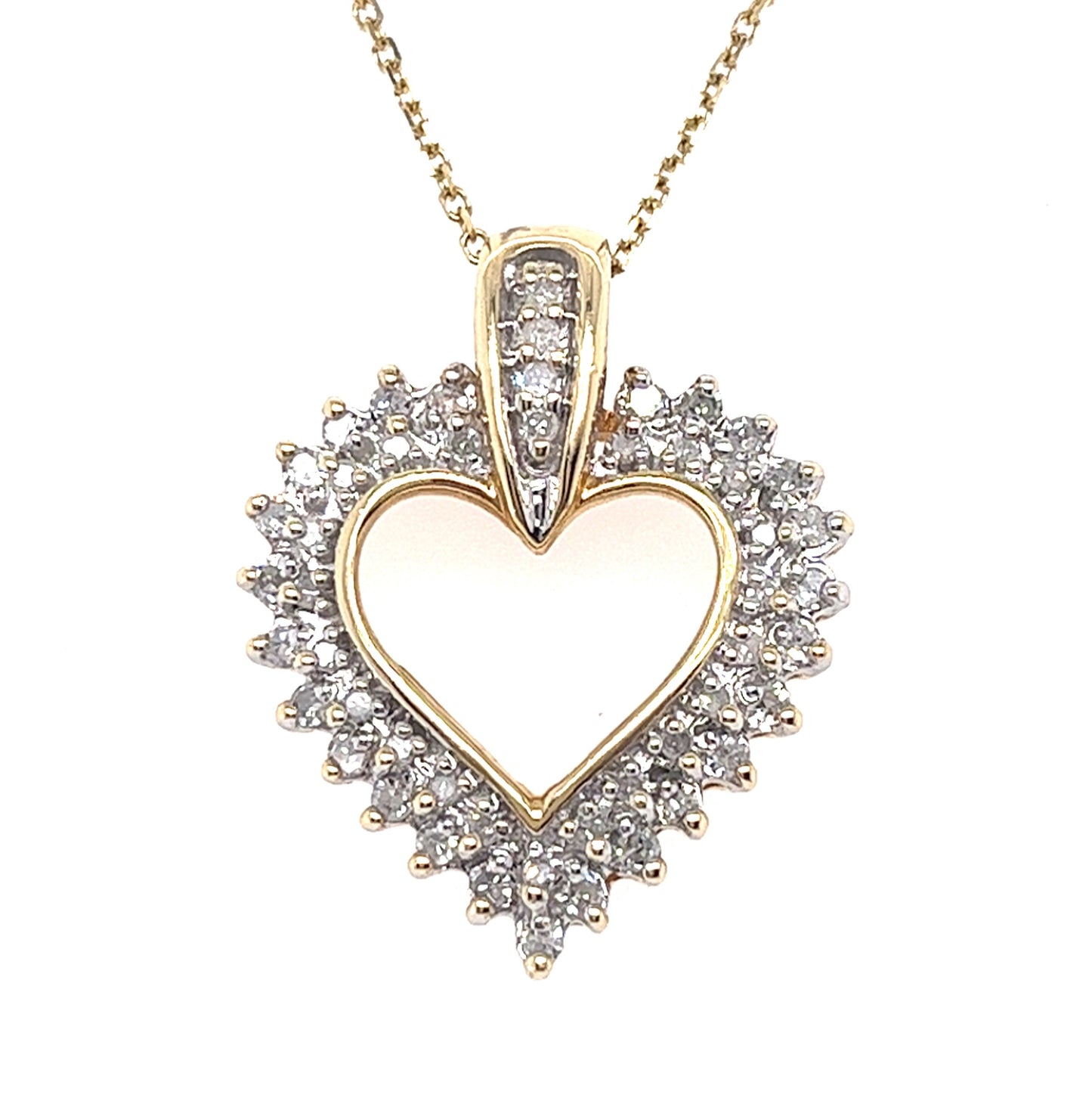 14KT YELLOW GOLD ROUND DIAMOND HEART PENDANT