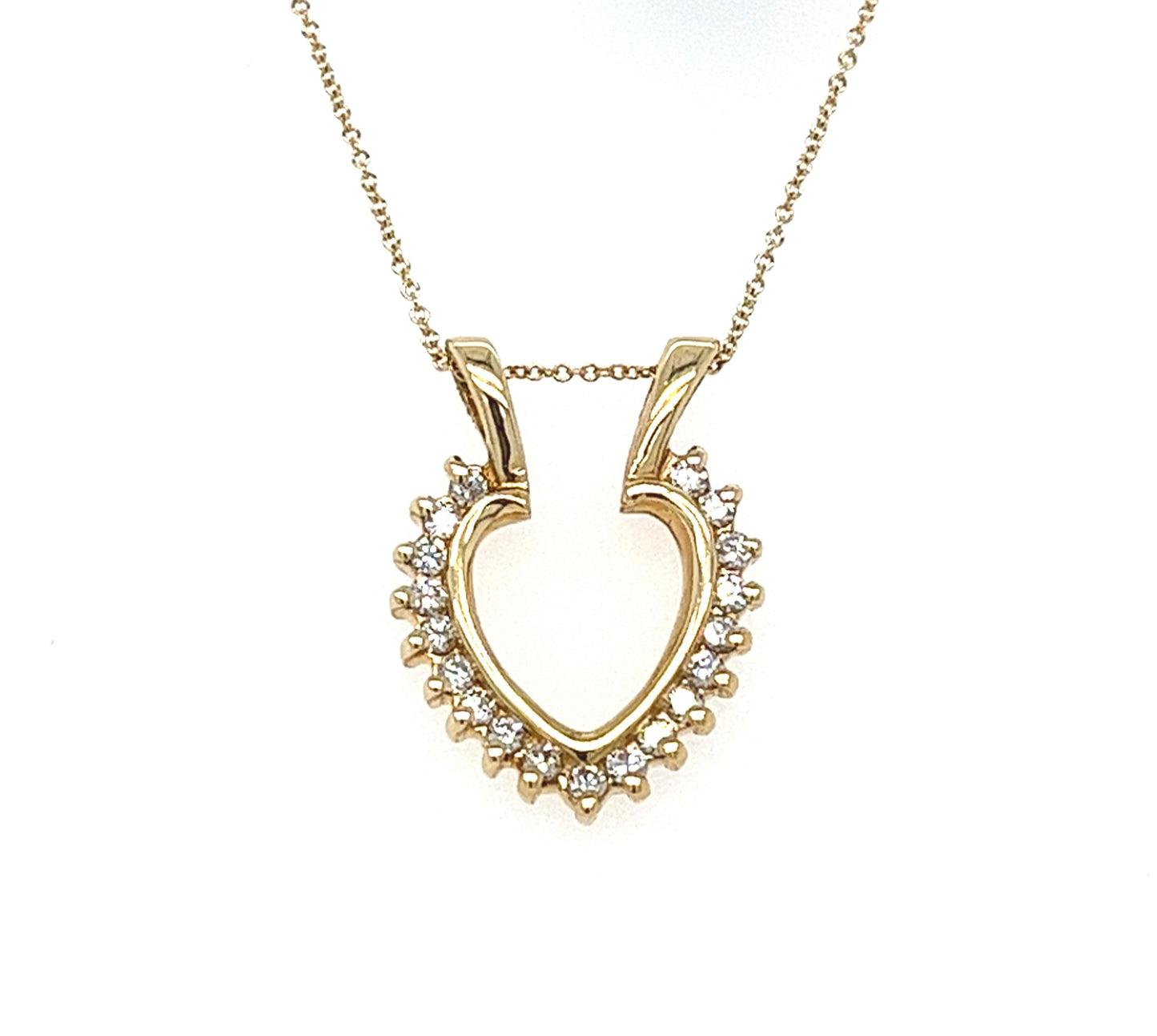 14KT YELLOW GOLD OPEN DIAMOND HEART PENDANT