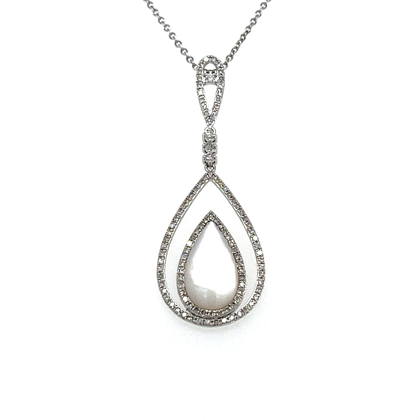 14KT WHITE GOLD DIAMOND TEARDROP PENDANT