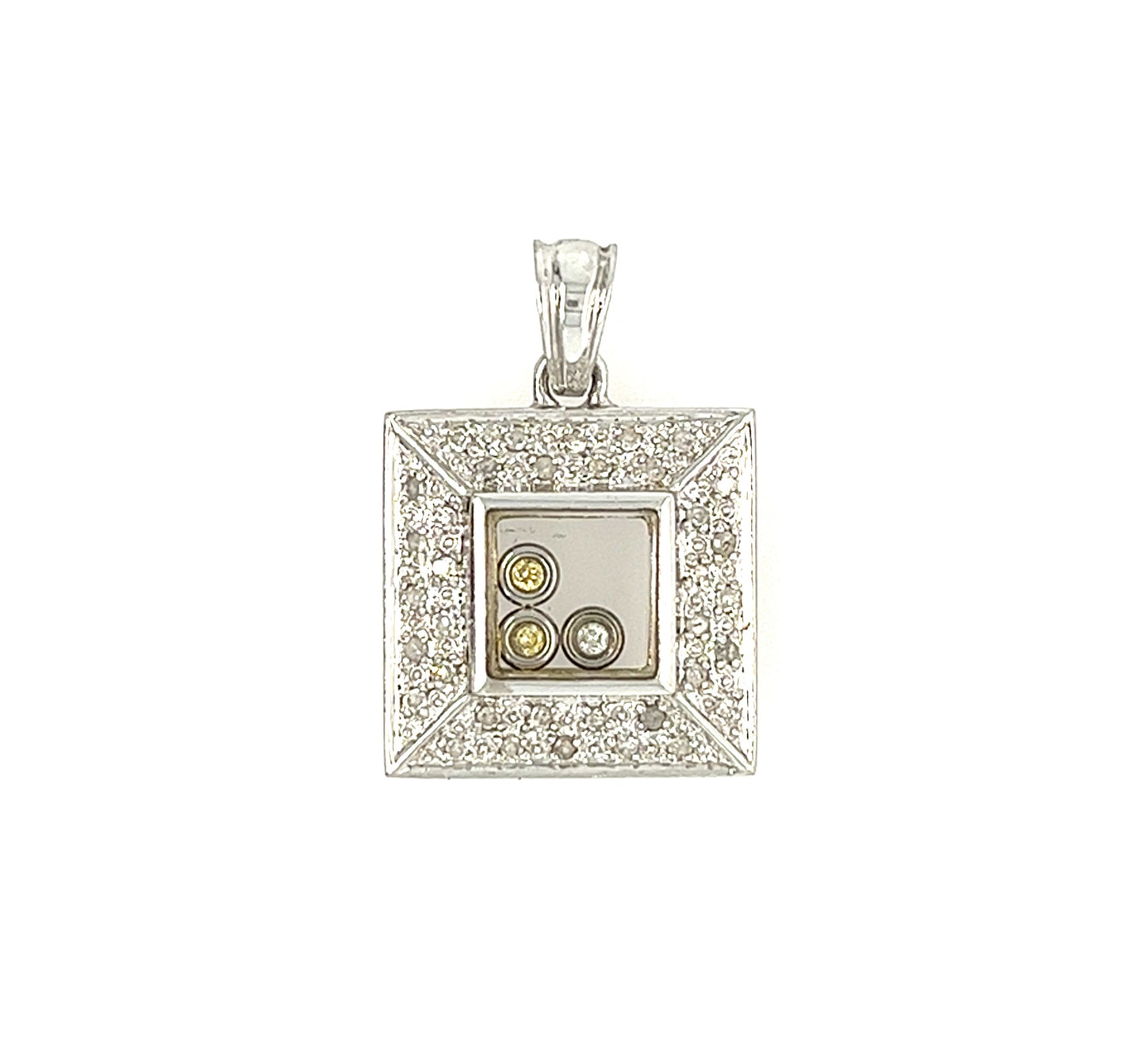 18KT WHITE GOLD SQUARE DIAMOND FRAME PENDANT
