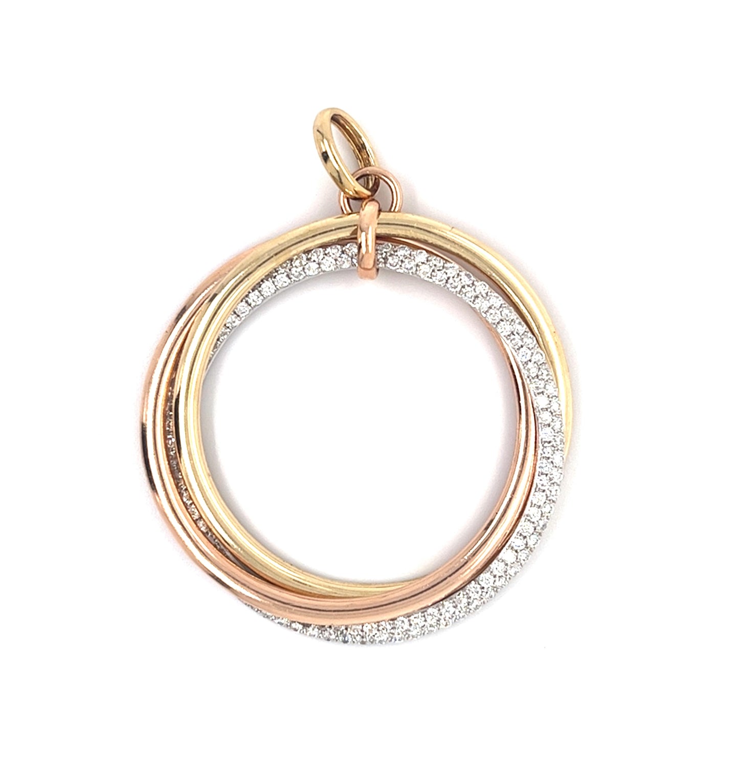 14KT TRICOLOR GOLD TRINITY DIAMOND PENDANT