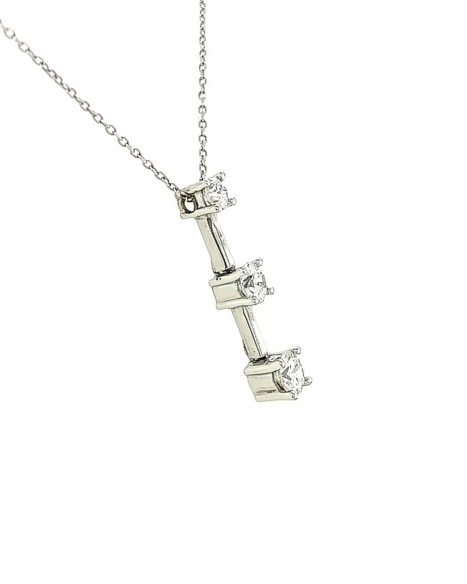 14KT WHITE GOLD 3 DIAMOND STATIONS PENDANT