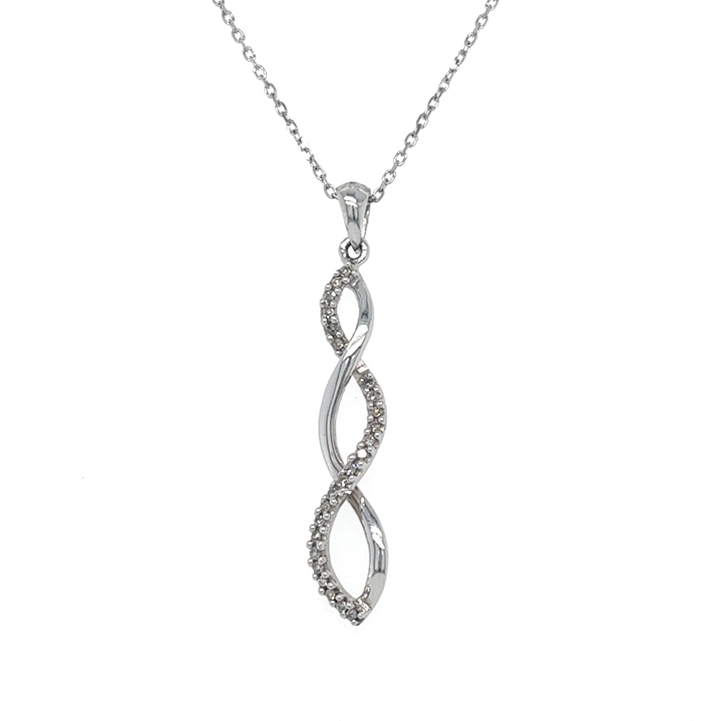 10KT WHITE GOLD DIAMOND SPIRAL PENDANT