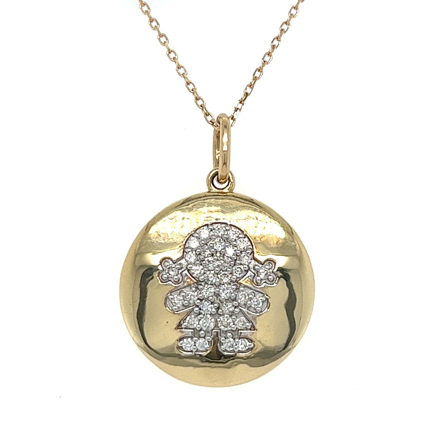 14KT YELLOW GOLD DIAMOND GIRL PENDANT