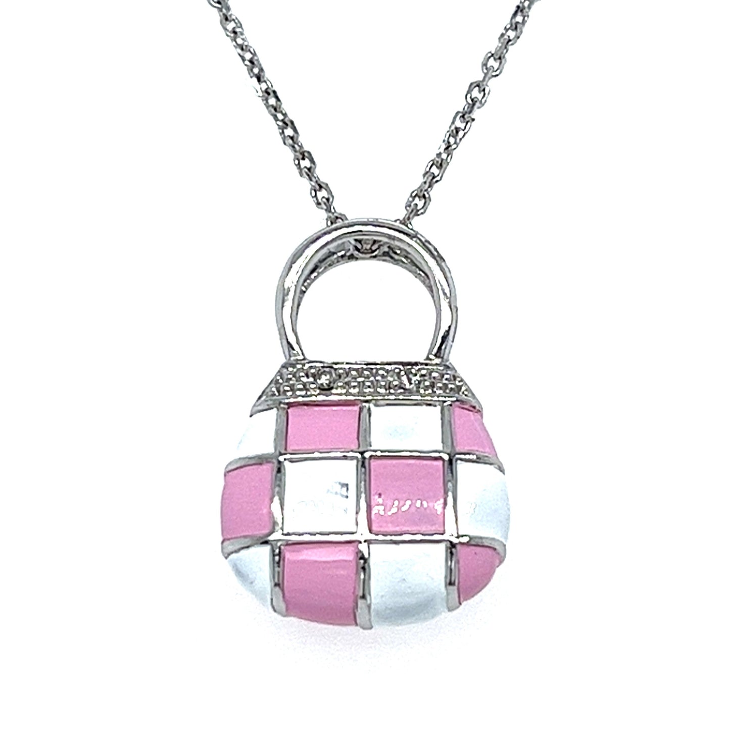 14KT WHITE GOLD ENAMEL PURSE PENDANT