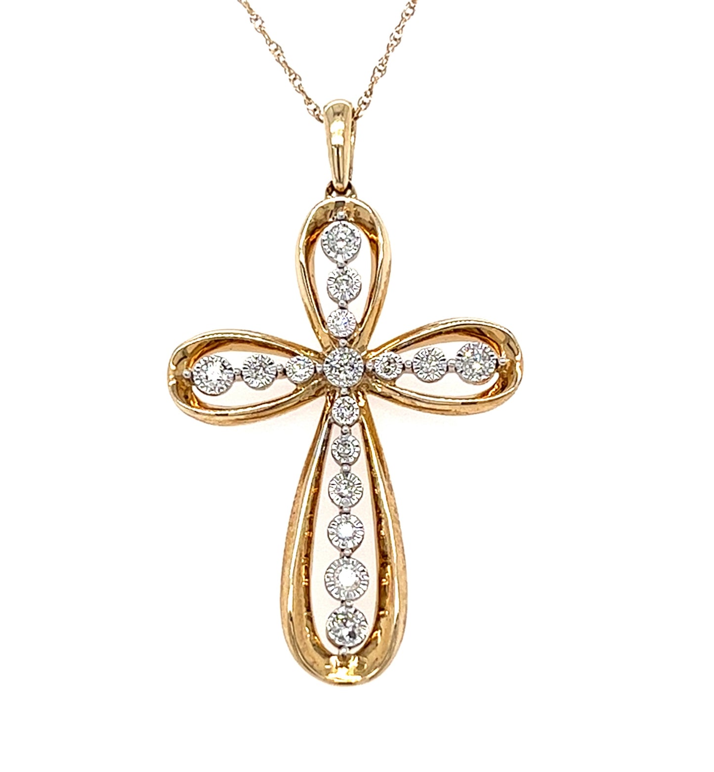 10KT YELLOW GOLD DIAMOND CROSS