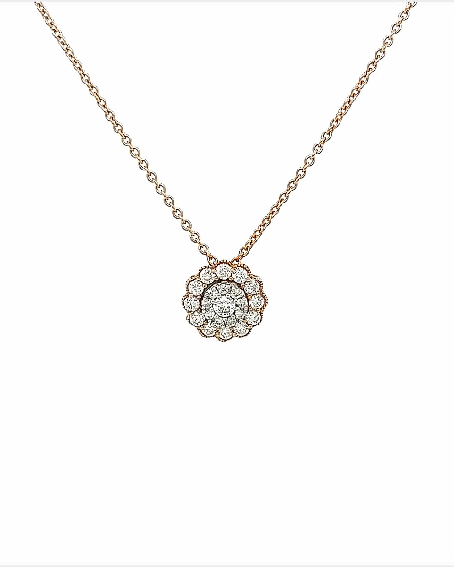 10KT TWO TONE GOLD DIAMOND FLOWER PENDANT