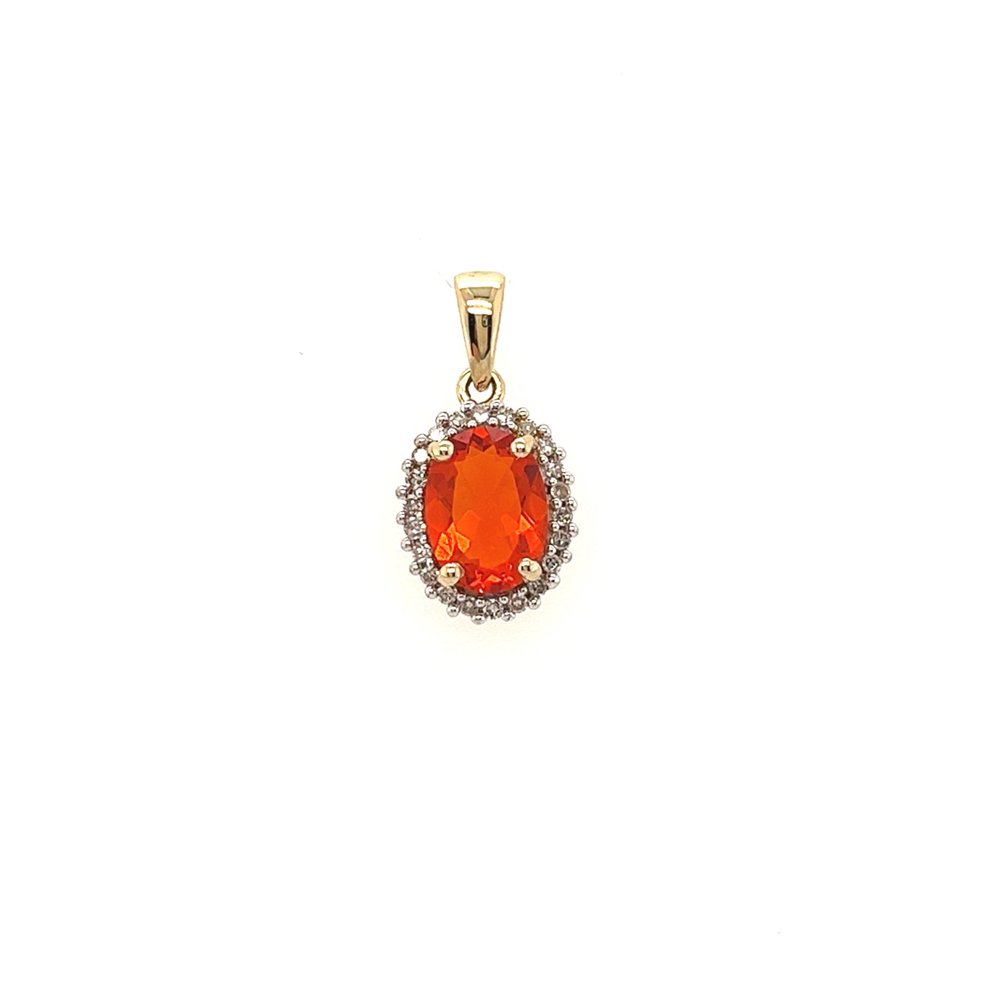10KT YELLOW GOLD COLOR STONE WITH DIAMOND HALO PENDANT