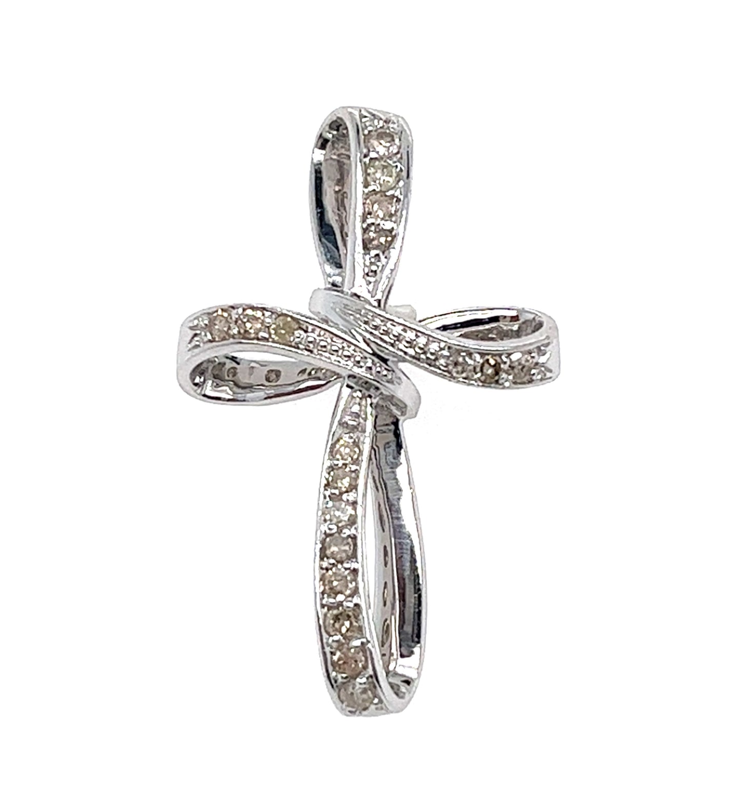 14KT WHITE GOLD DIAMOND CROSS PENDANT