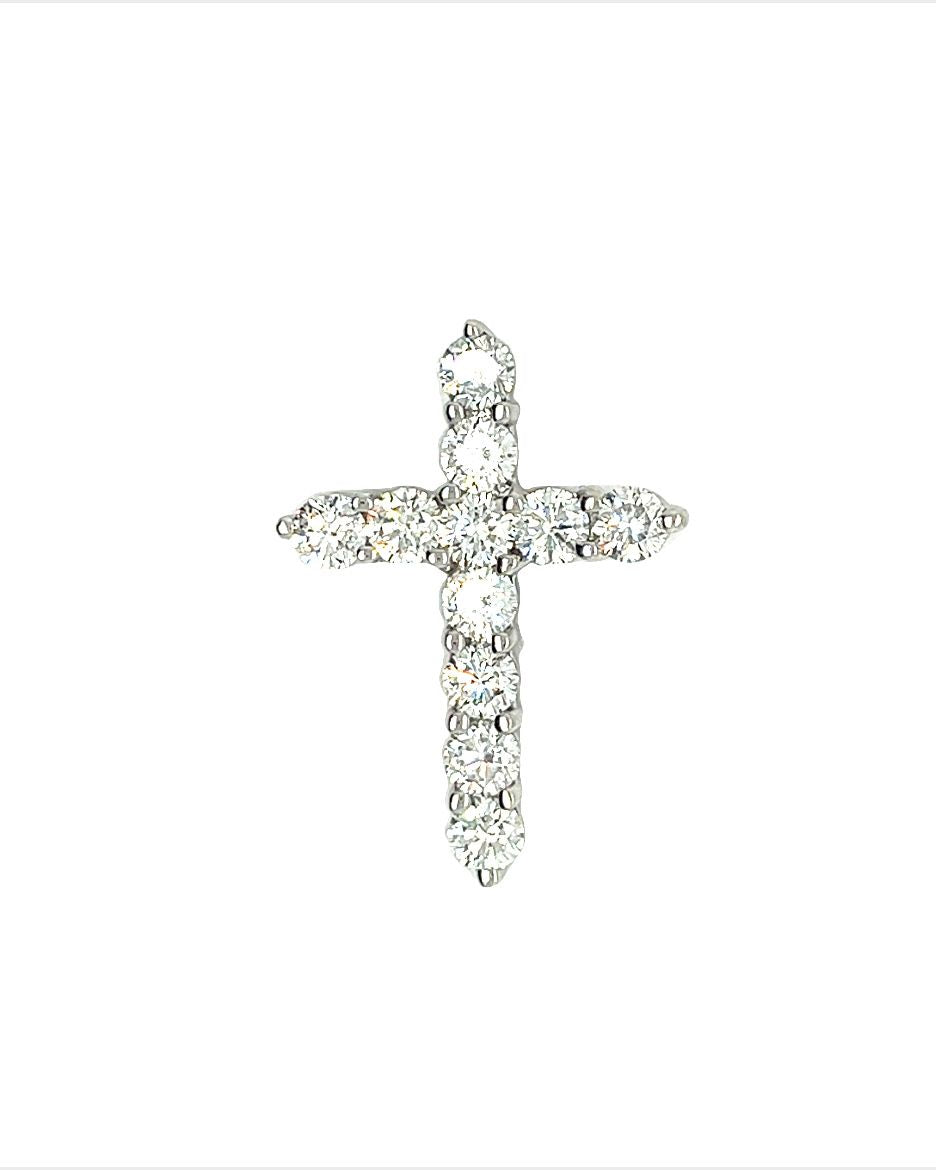 18KT WHITE GOLD BRILLIANT DIAMOND CROSS PENDANT
