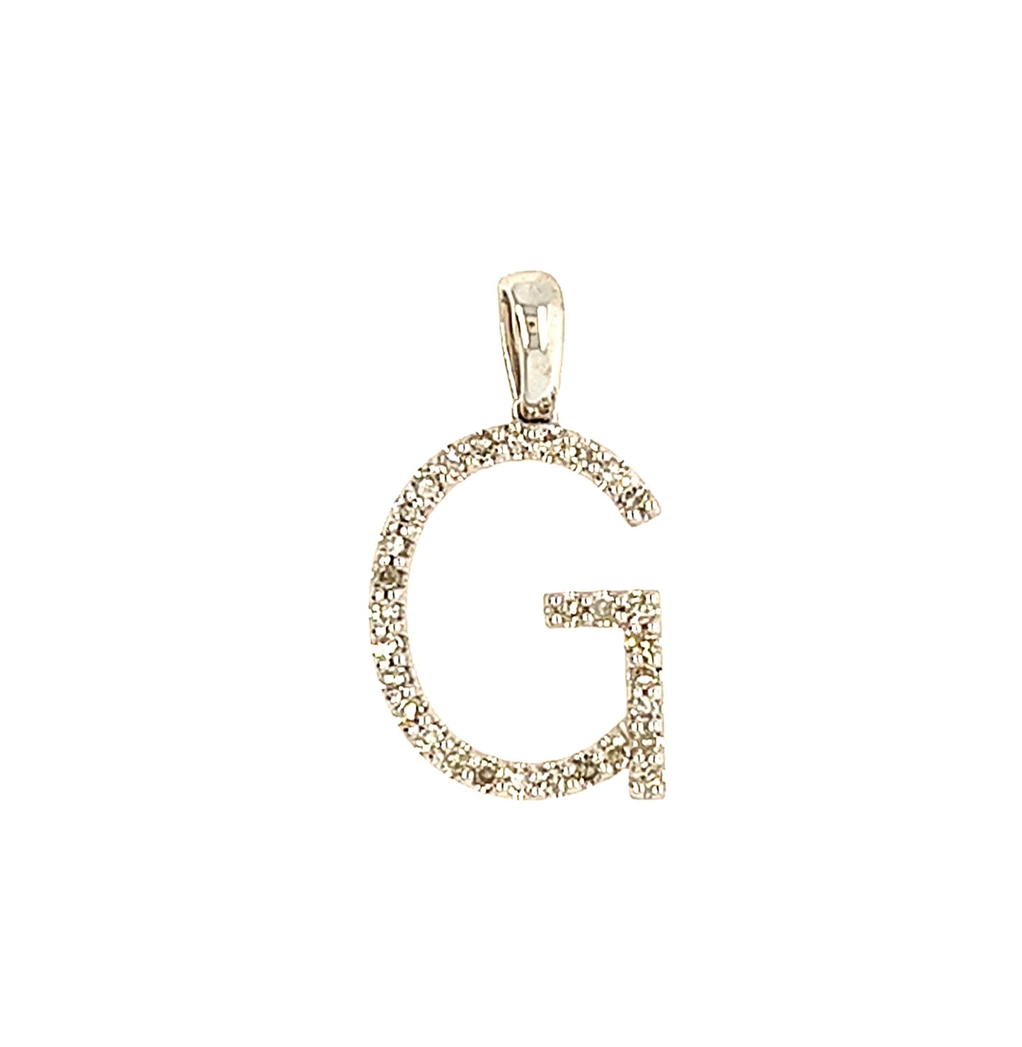 14KT WHITE GOLD DIAMOND LETTER "G" PENDANT