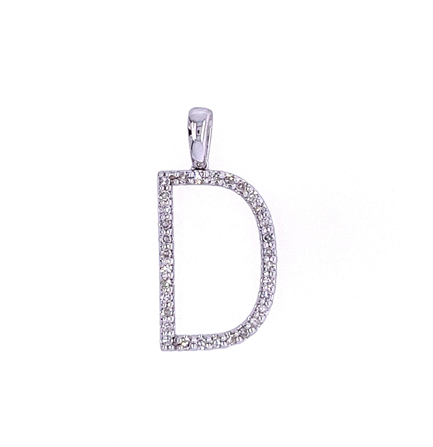 14KT WHITE GOLD DIAMOND LETTER "D" PENDANT