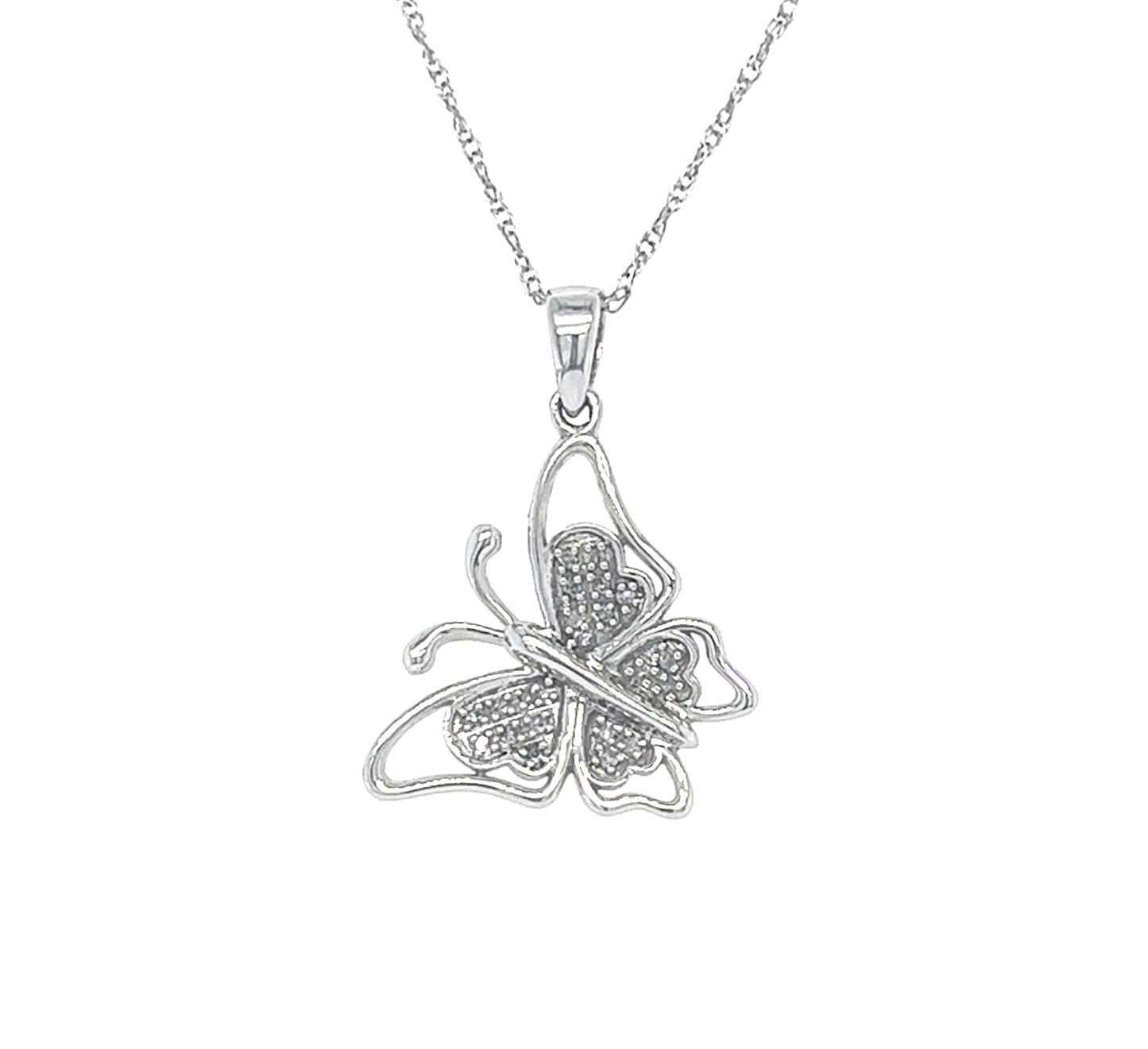 10KT WHITE GOLD DIAMOND BUTTERFLY PENDANT