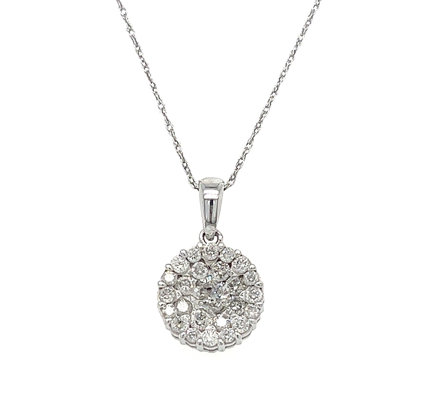 10KT WHITE GOLD DIAMOND CLUSTER PENDANT