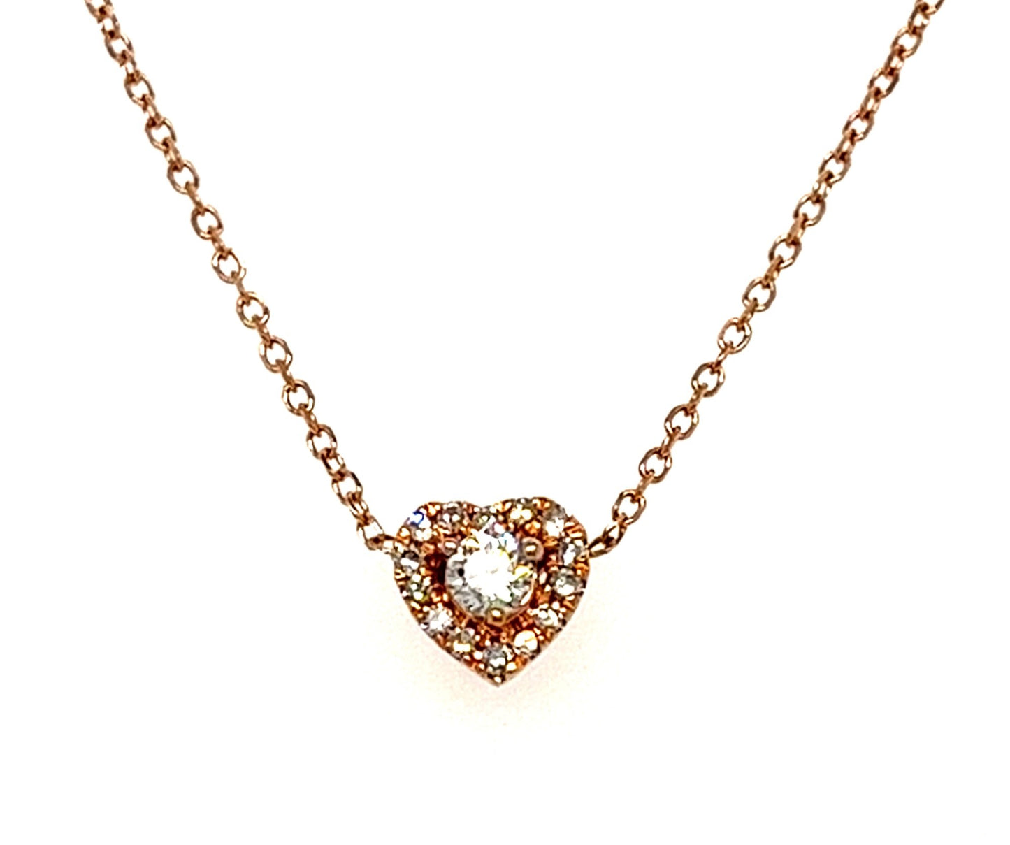14KT ROSE GOLD DIAMOND HEART PENDANT