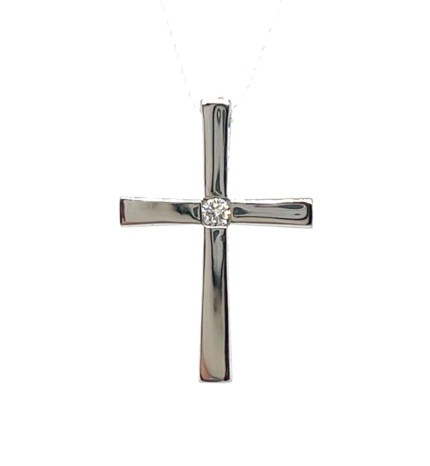 14KT WHITE GOLD DIAMOND CROSS PENDANT