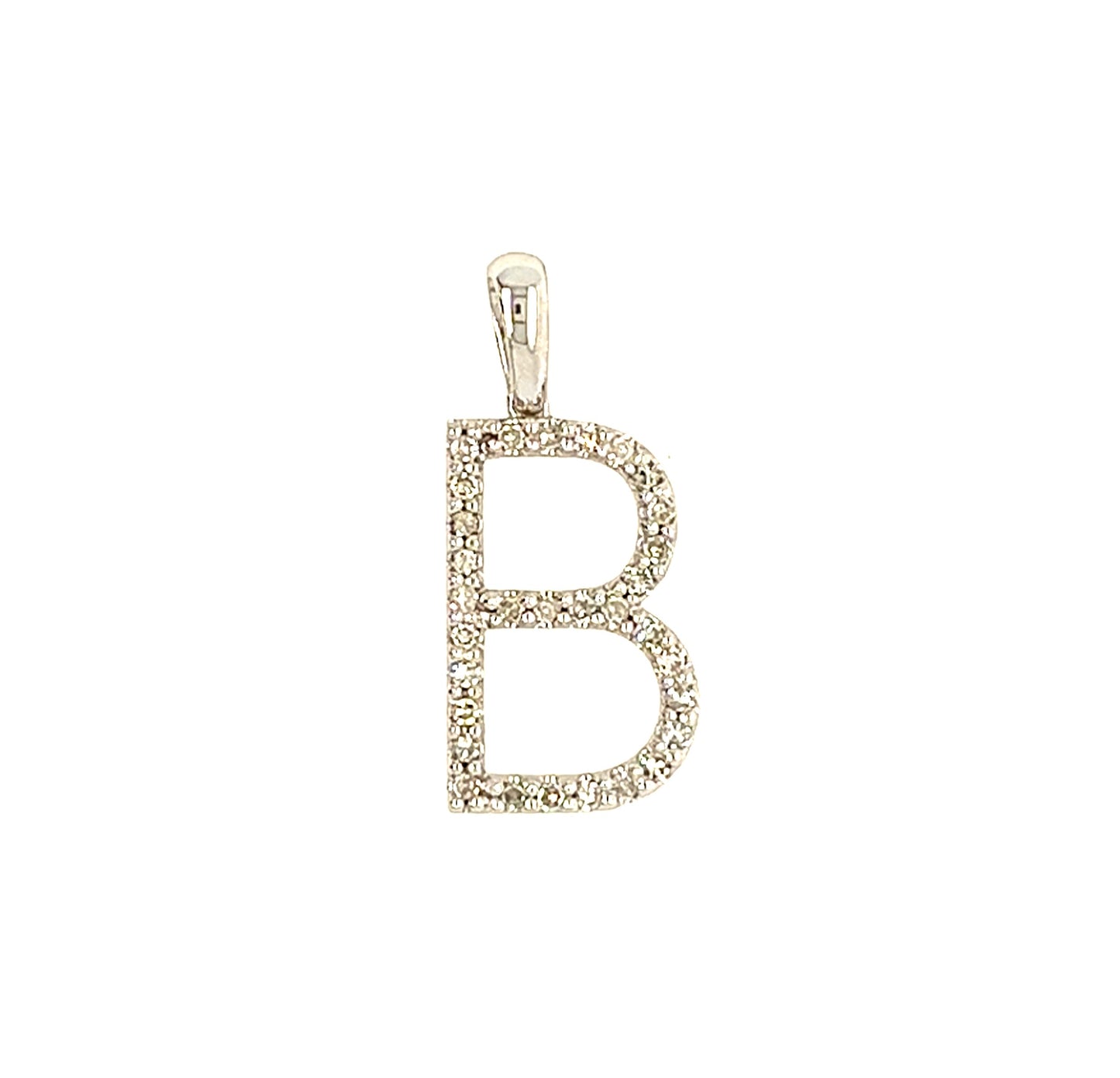 14KT WHITE GOLD DIAMOND LETTER "B" PENDANT