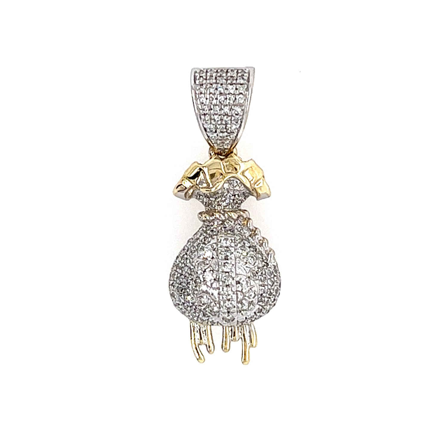 14KT TWO TONE GOLD DIAMOND MONEY BAG PENDANT