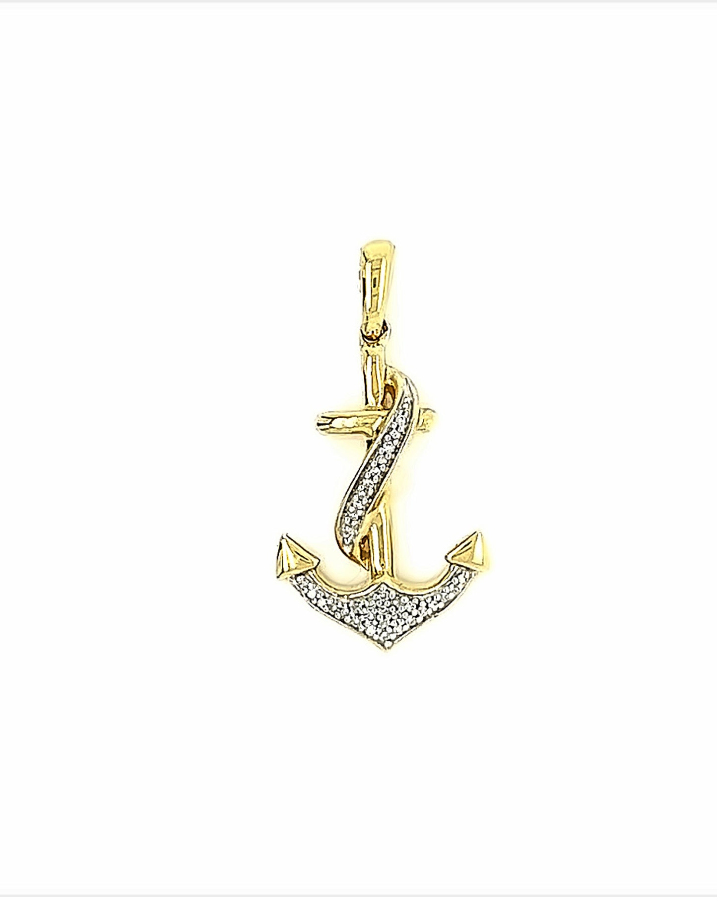 10KT YELLOW GOLD DIAMOND ANCHOR PENDANT
