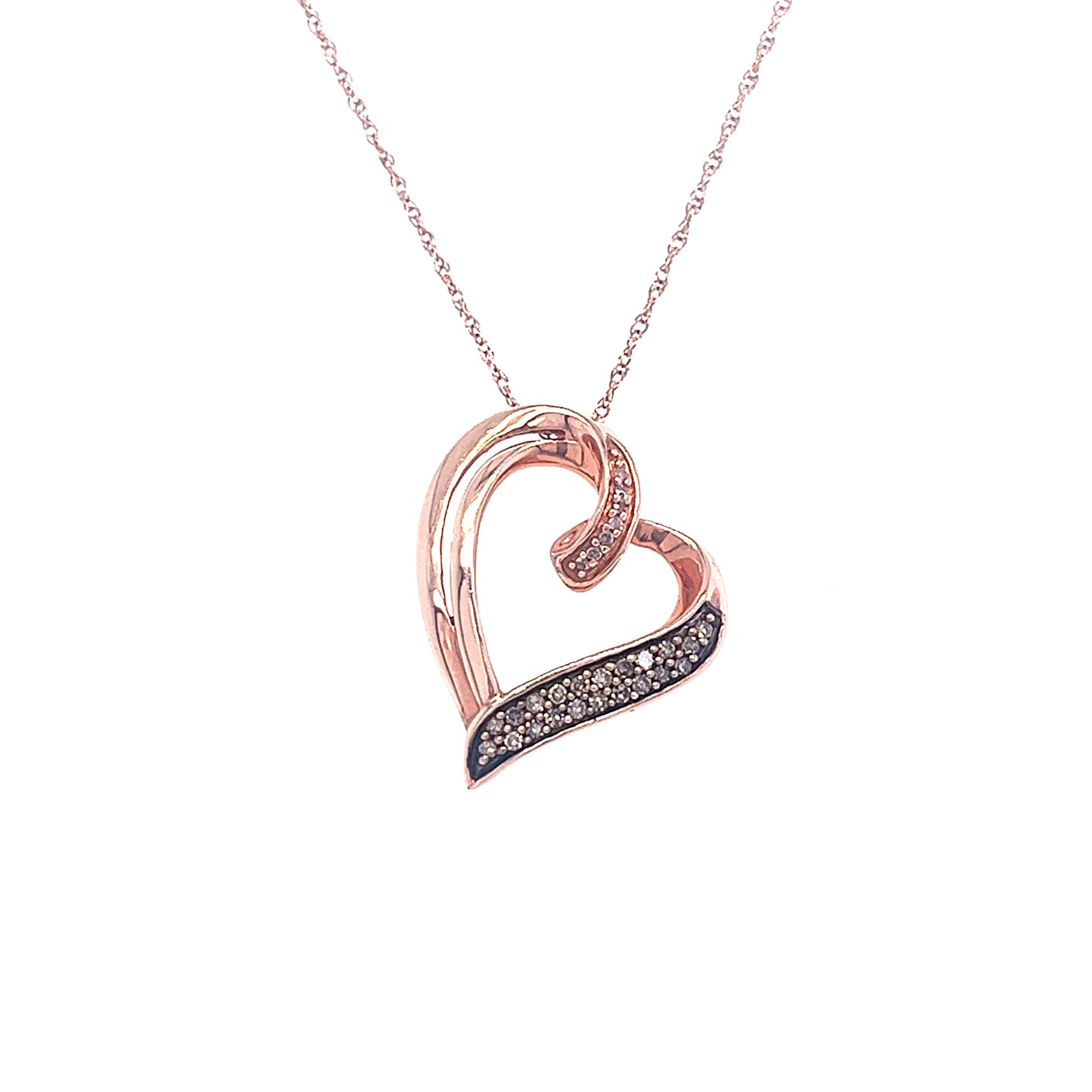 10KT ROSE GOLD DIAMOND HEART PENDANT