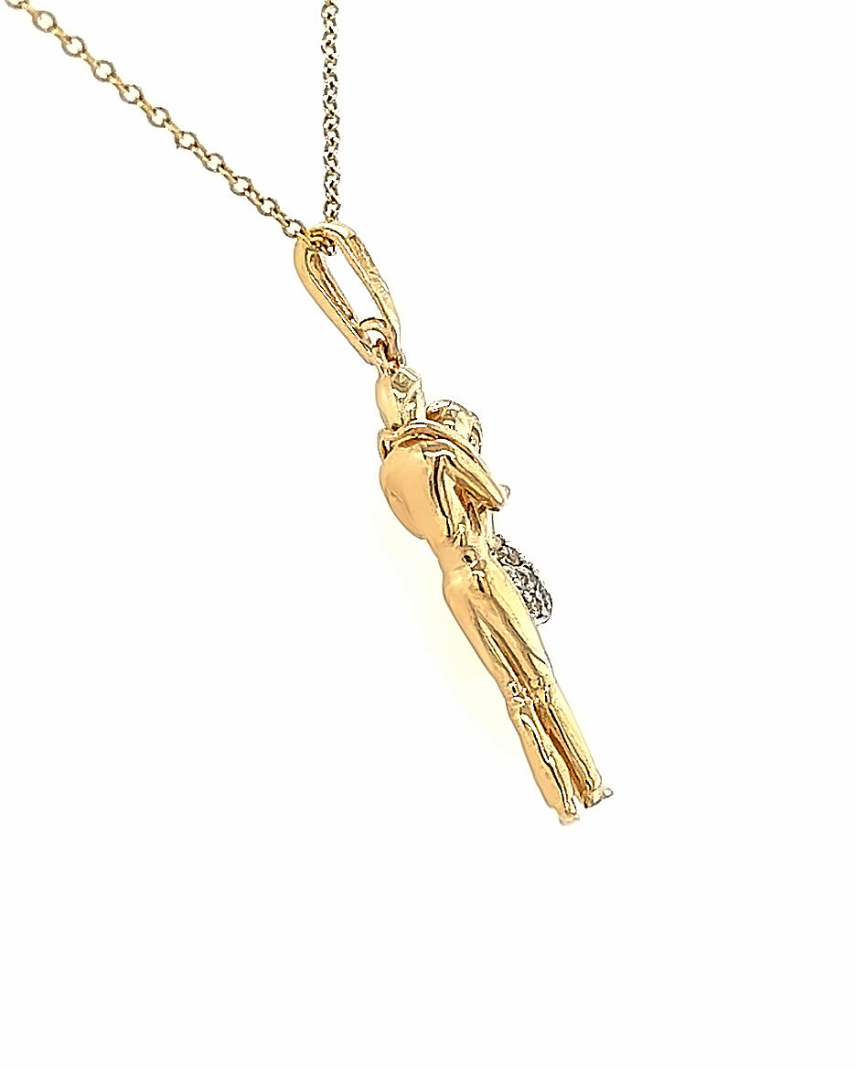 14KT YELLOW GOLD COUPLE LOVE PENDANT