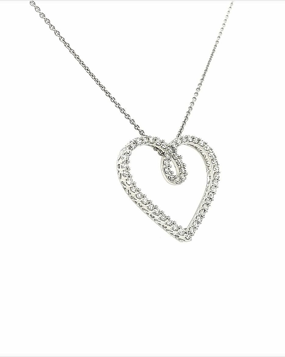 10KT WHITE GOLD DIAMOND HEART PENDANT