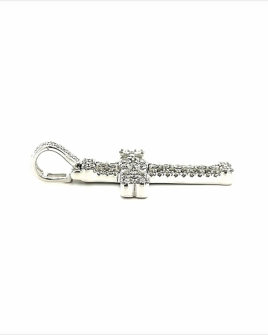 14KT WHITE GOLD 1 CARAT OF DIAMONDS CROSS PENDANT