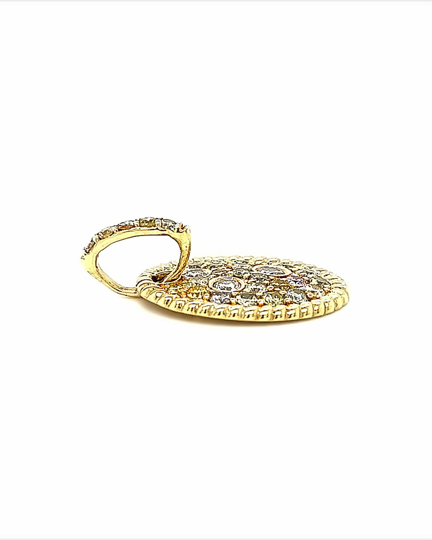 14KT YELLOW GOLD ANTIQUE STYLE PENDANT WITH DIAMONDS
